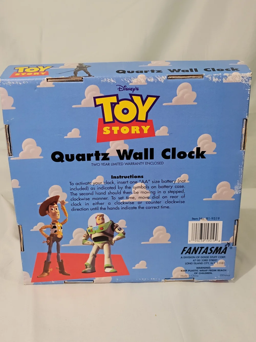 Disney Toy Story Woody & Buzz Round Wall Clock - Black Frame, Multi